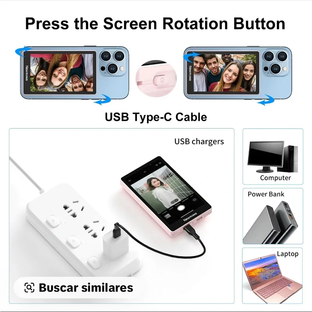 Magnetic Phone Vlog Selfie Screen - White